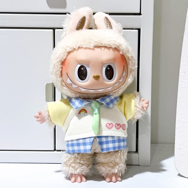 [HH] Dekorera Din 17cm Labubu Plysch Outfit Monsters Plysch Kläder för Vinter Skolväska Hängen 17cm 1 clothes only no plush