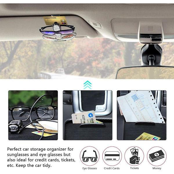 Glasses Holder for Car Visor,Fashion Bling Crystal Rhinestones Car Sun Visor Glasses with Double-Ended Ticket Clip Holder Accessories (Silver)