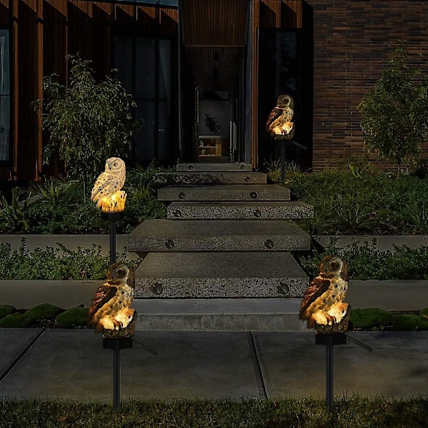 Solcellsdriven landskapslampa uggla gräsmatta markplugglampa LED utomhus vattentät dekorativ lampa