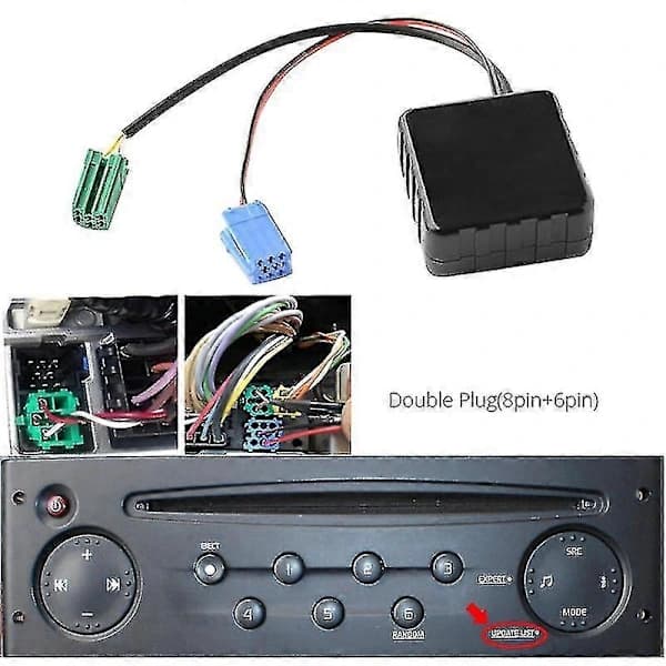 HA~2024 Bil Bluetooth-lydadapter Grensesnitt Mini Iso 6pin&8pin For Renault 2005-2011 Modeller Stereo Cd Vert