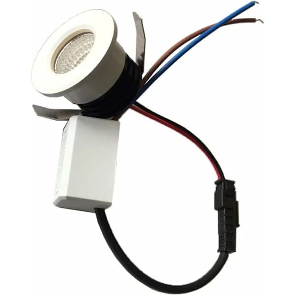 Sæt med 4 Mini LED indbyggede spotlights 3 W Varm hvid, Mini LED spotlight til udstillingsvinduer, nummerpladebelysning inkl. Separat transformator-...