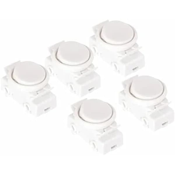 OJ-336 5-pakning 2A 250V Innfelt Vippebryter med Ring og Vippearm Hvit