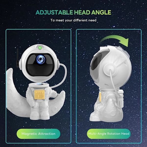 HA~Astronaut Galaxy Projektor, Stjärnprojektor med Timer och Fjärrkontroll, USB-driven Rymdman Ljusprojektor