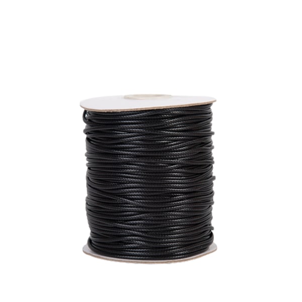 Vaxad bomullssnöre - Tillbehör för vävsmycken, smycketråd (2 mm svart - 80 m)