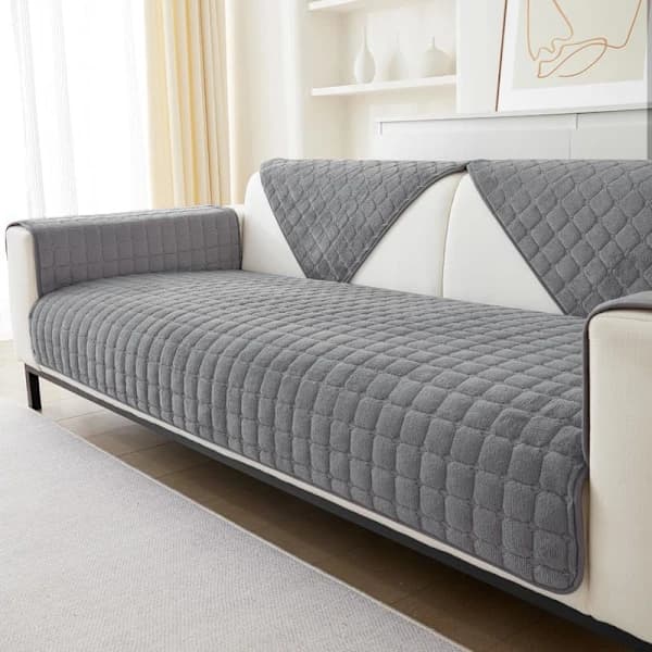 HA~1 stk. Mykt flanellsofadeksel vaskbart - Nye sofaputeetrekk, sklisikkert sofadeksel 1 2 3-seters sofadeksel (Grå, 70x120cm) 70*120cm