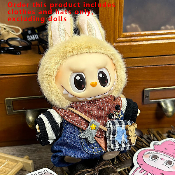 [HH] Labubu Kläder Universal Sittande Stående Plyschdocka Designkläder Tillbehör Blind Box Labubu Kläder style 37