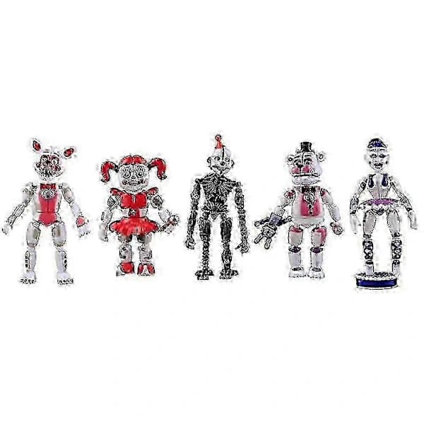 HA-Hett 5-pack FNAF Actionfigur Set: Funtime Freddy & Foxy med rörliga leder, present för samlare