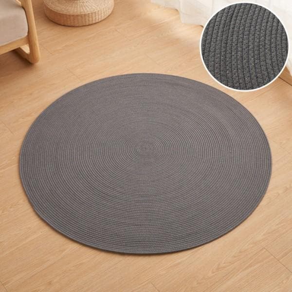 Rund bomuldsmåtte, håndvævet 80*80cm