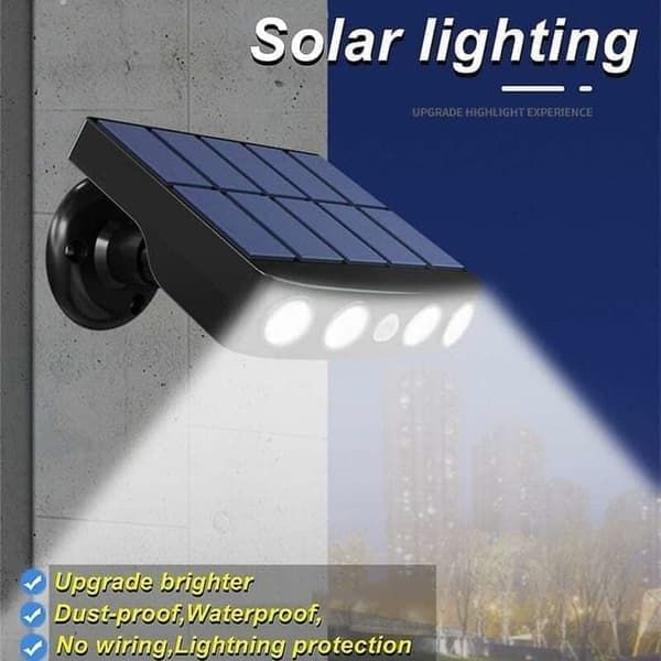 Solar Motion Sensor Light - Waterproof LED Wall Light with Cool White Light, IP65, Black for Outdoor Use