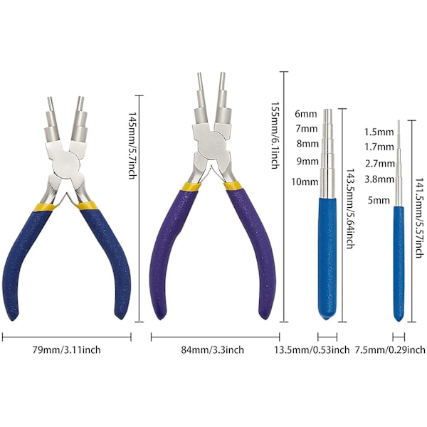 Vikleverktøysett med 2 stk viklemandreler og 2 stk 6 i 1-tang for å pakke inn smykkeledninger og F