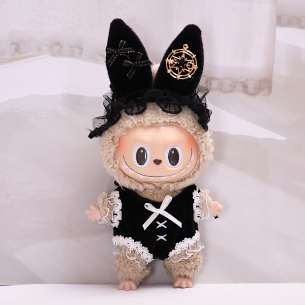 [HH] 17cm Labubu I II Söta Plyschdockors Kläder Idol Dockor Sittande Party Kläder Accessoarer för Korea Kpop Exo Black