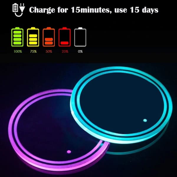 LED koppholderlampe, 2 LED-underlag, USB-ladeunderlag