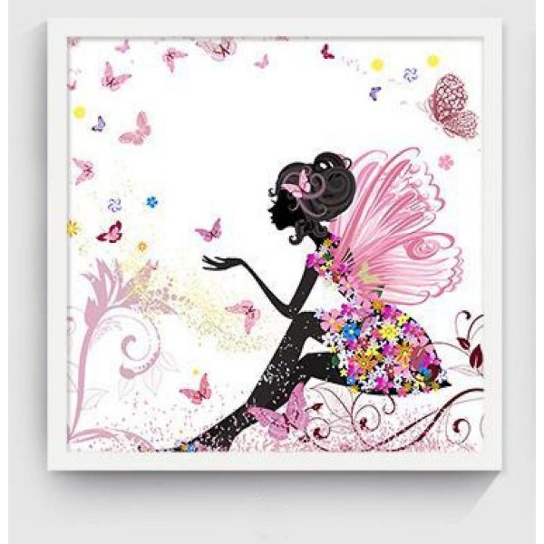 Wekity Blomsterfe Figur 1 Vægkunst Lærredstrykplakat, Enkelt Mode Vandfarve Kunsttegning Dekor til Hjem Stue Soveværelse Kontor og Børneværelse