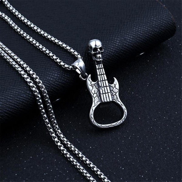 Punk Rock-accessoarer i rostfritt stål, modeaccessoarer, hiphop, dödskalle, gitarr, segergest, instrument, flasköppnare, halsband, hänge