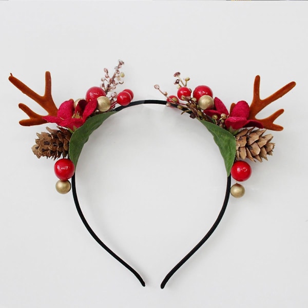 Christmas Headband Flower Antlers Headband Headwear Elk Deer Animal Hair Piece Headdress Halloween Hair Accessories for Women and Girls