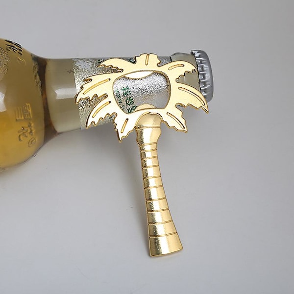 1 st flasköppnare kokosnötsträd form läsk glas keps öl palm bris flasköppnare för bröllop kök verktyg silver guld färg