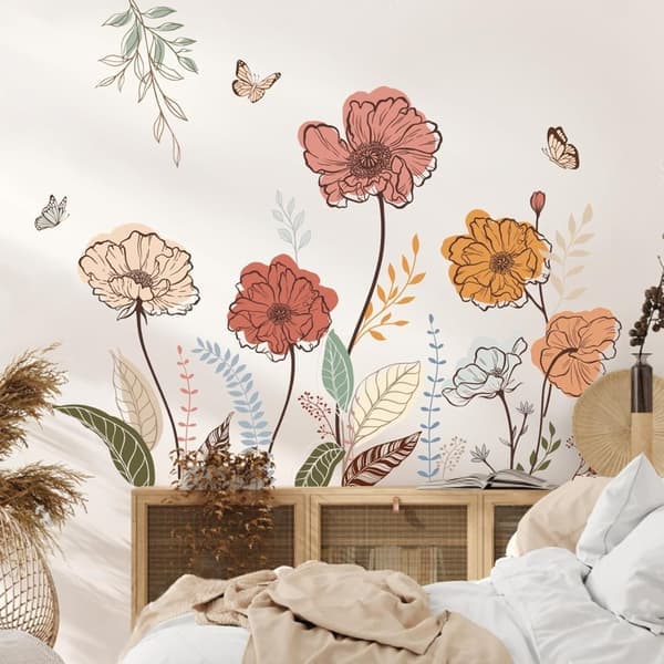 Väggdekor - Blommor Väggdekal - för Vardagsrum Sovrum TV-Vägg