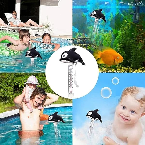 Flydende pooltermometer - Temperaturmåler til indendørs og udendørs pools med snor