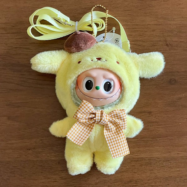 [HH] Søt Mini Labubu Dukke Jumpsuit Kt Klær Crossbody Veske Vinyl Labubu Antrekk Bomulls Dukke Kjole Hatt Tilbehør Leke Ikke Ha Dukke 5