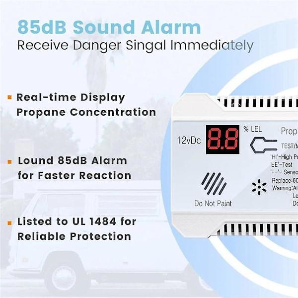 Propan Detektor 12v Lpg Naturgas Sensor Lækage Alarm 85db Sirene Til Bil Rv Hjem Digital Propan T