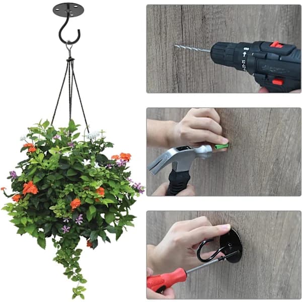 2 Pack Ceiling Hooks for Hanging Plants Metal Wall Mount