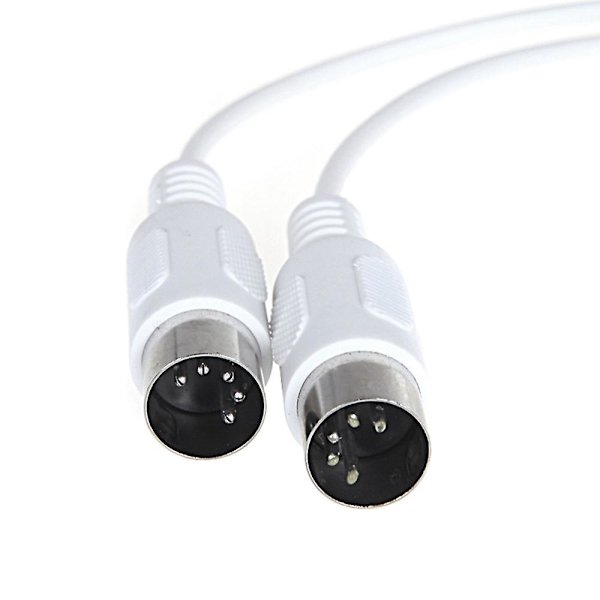 2 stk. MIDI-forlengelseskabel 5-pin hann til 5-pin hann elektrisk piano keyboard instrument PC-kabel, 1,5 m