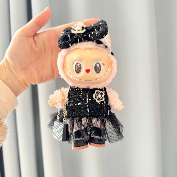 [HH] Første og Anden Generations Labubu Tøjtilbehør Sæt Sort til Stil Siddende Festdukke Kjole Tegneserie Legetøjsdesign Black little princess shoes
