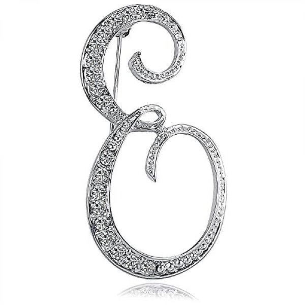 Letter Brooch Pins Initial Rhinestone Brooch for Women Crafts Silvery -------E,WZ-1097R