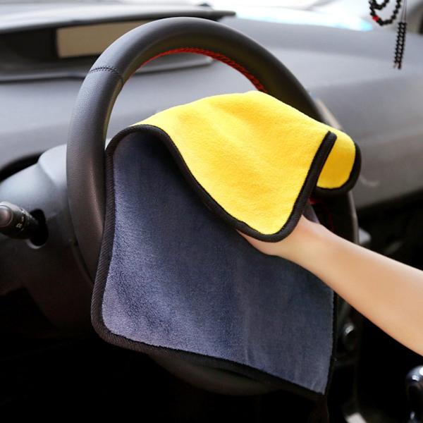 Tyk og hurtigtørrende mikrofiber-rengøringsklud til bil  Polering af voksende autoklud (6pakke, 12 x 12 tommer) (Grå-gul)