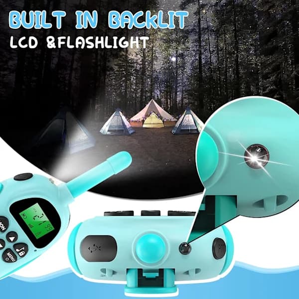 Rechargeable Walkie Talkies Long Range, 16 Channels, with Backlit LCD Display VOX Function, for Girls Boys 3-12 Years Old