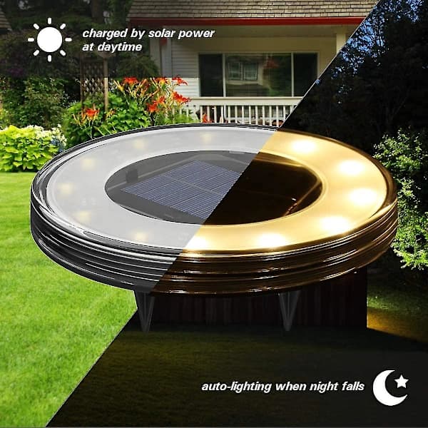 LED Solcellelampe for bakken 4-pakning, 12 LED Solcellelamper utendørs, Vanntett IP68, Gatebelysning, Bur []