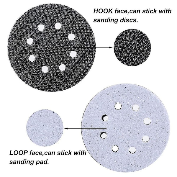 6 stk. 5 tommer (125 mm) 8-huls blød svamp grænseflade pad til slibepuder og krog & loop slibeskiver Fo-h