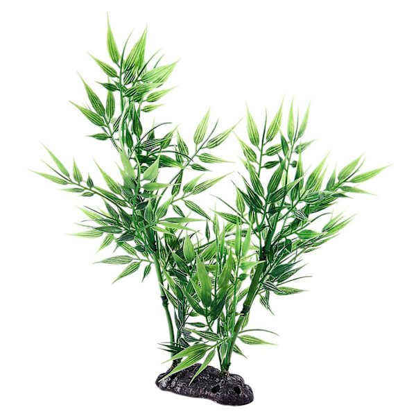 3x Grønne bambusbladformede dekorative kunstige planter til akvarium