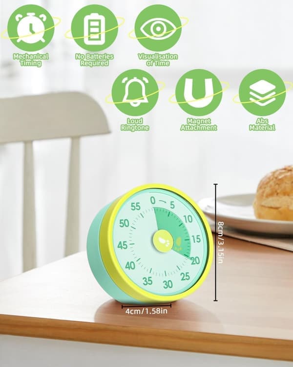 Visuell timer for barn - 60 minutters visuell timer - grønn