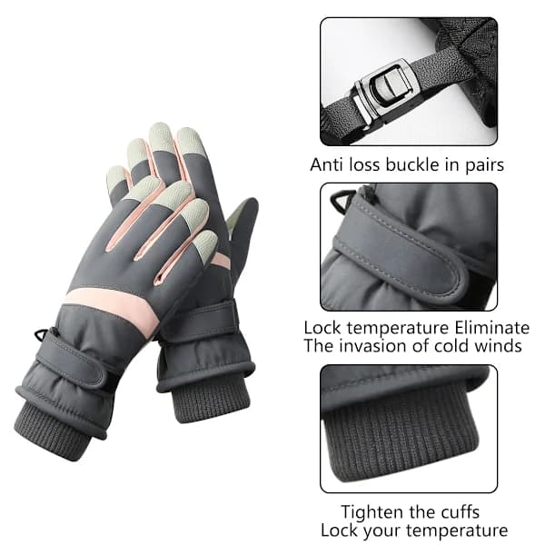 Vinterhandsker til damer, vandtætte touchscreen-handsker til snowboarding med skridsikkert design Style 2