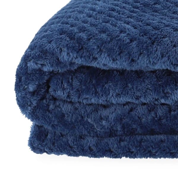 Filt 150X200cm - Sengeteppe Sofateppe Mykt Filtteppe - Fluffy og Mykt - Polyester Marineblå Navy blue