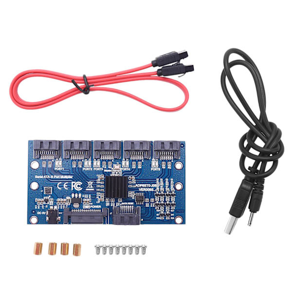 Controller-kort bundkort Sata-udvidelseskort 1 til 5 port Sata3.0 6gbps multiplikator Sata-port stigning
