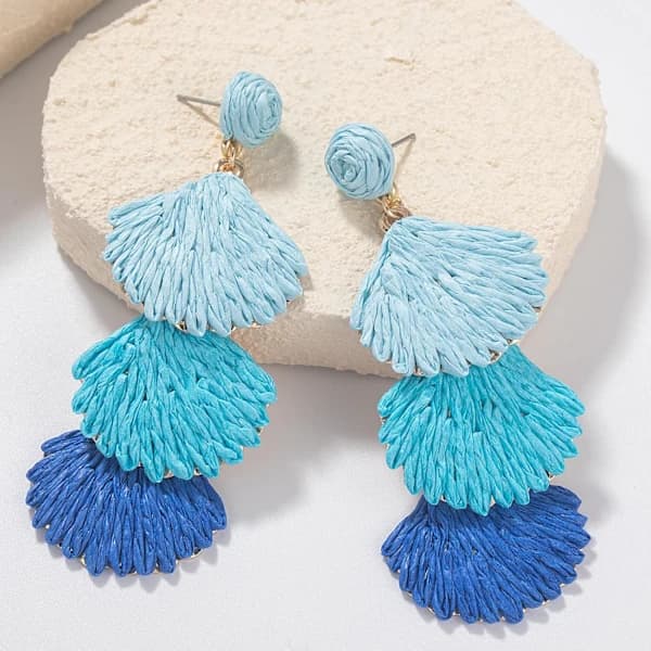 Boho Raffia Øreringe Søstjerne Musling Hængeøreringe Søde Trendy Sommer Strand Smykker til Kvinder
