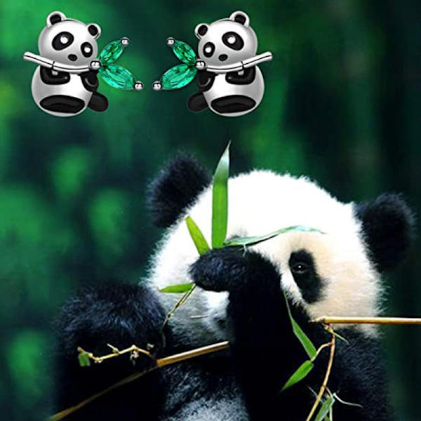 Panda-karhu korvakorut lävistetty tappi bambu söpö korut naisille teini-ikäisille tytöille sisko äitienpäivä joululahja