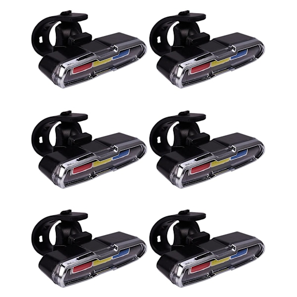 6x USB Genopladelig Forreste Baglygte Lithium Batteri LED Cykellygte Montering Rød - Hvid -