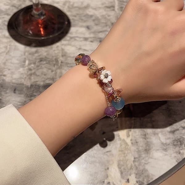 Charm armbånd for kvinner jenter perle strass charms justerbar
