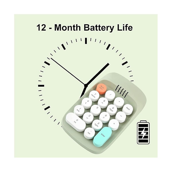Trådlös sifferplatta, retro skrivmaskinstangentbord, numeriska tangentbord Numpad 18 tangenter 2,4 Ghz Bluetooth Mini