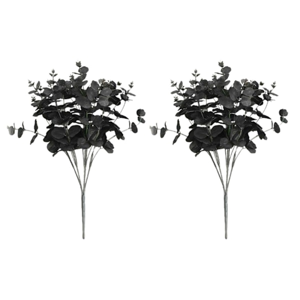 2x 20 Hoveder Kunstig Sort Eucalyptus Falsk Blomst Plante Bryllup Fest Dekoration