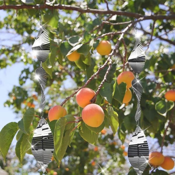 4-Pack Reflective Bird Scare Device Metal - 3D Wind Chimes with 12 Discs for Balcony & Garden