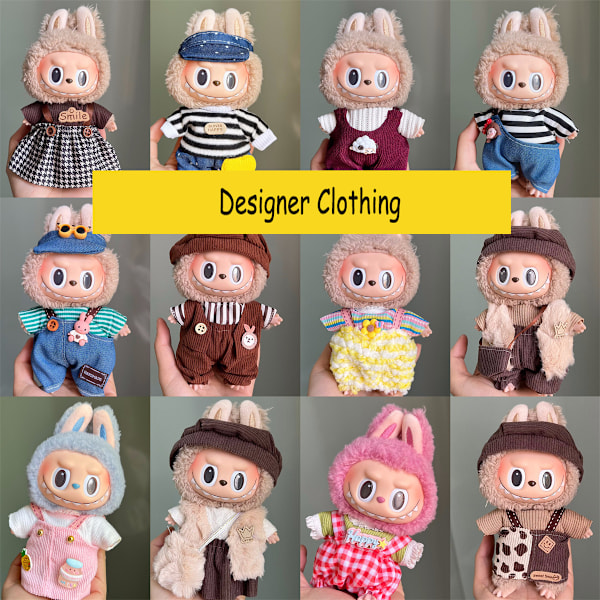 [HH] 17 cm Original Labubus Kläder Original Designer Tillbehör Plyschdockor Leksak Söt Nyckelring Kläder Labubu LBB-36 only clothes no toys