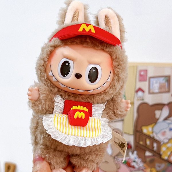 [HH] Söt Labubu Kläder M Cosplay Kawaii Kostym Röd Pommes Frites Leksak Outfit Väska Hänge Plyschleksak Lububu Kläder 1