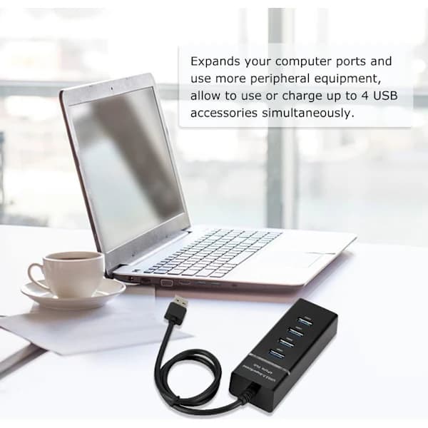 Høyhastighets 4-porters USB 3.0 Multi HUB Splitter Forlengelse
