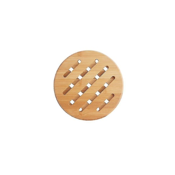 Bordsunderlägg av bambu, rund bricka, värmeskyddande och halkfri bordsmatta, tjock bambu värmebevarande matta (2 stycken, träfärg)