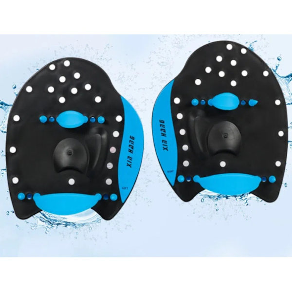 1 par simhandskar för män och kvinnor, simning, simhud, paddelhandskar, vattenmotstånd, vattenträning, aquafitness, för surfing (blå, M)