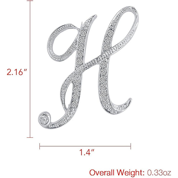 A-Z Initialer Brosch för kvinnor, Silverpläterad metall strass klar AAA+ kristall kavajslag stift broscher 1 st, WZ-1143R